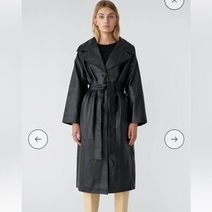 deadwood olga lambskin leather trench coat